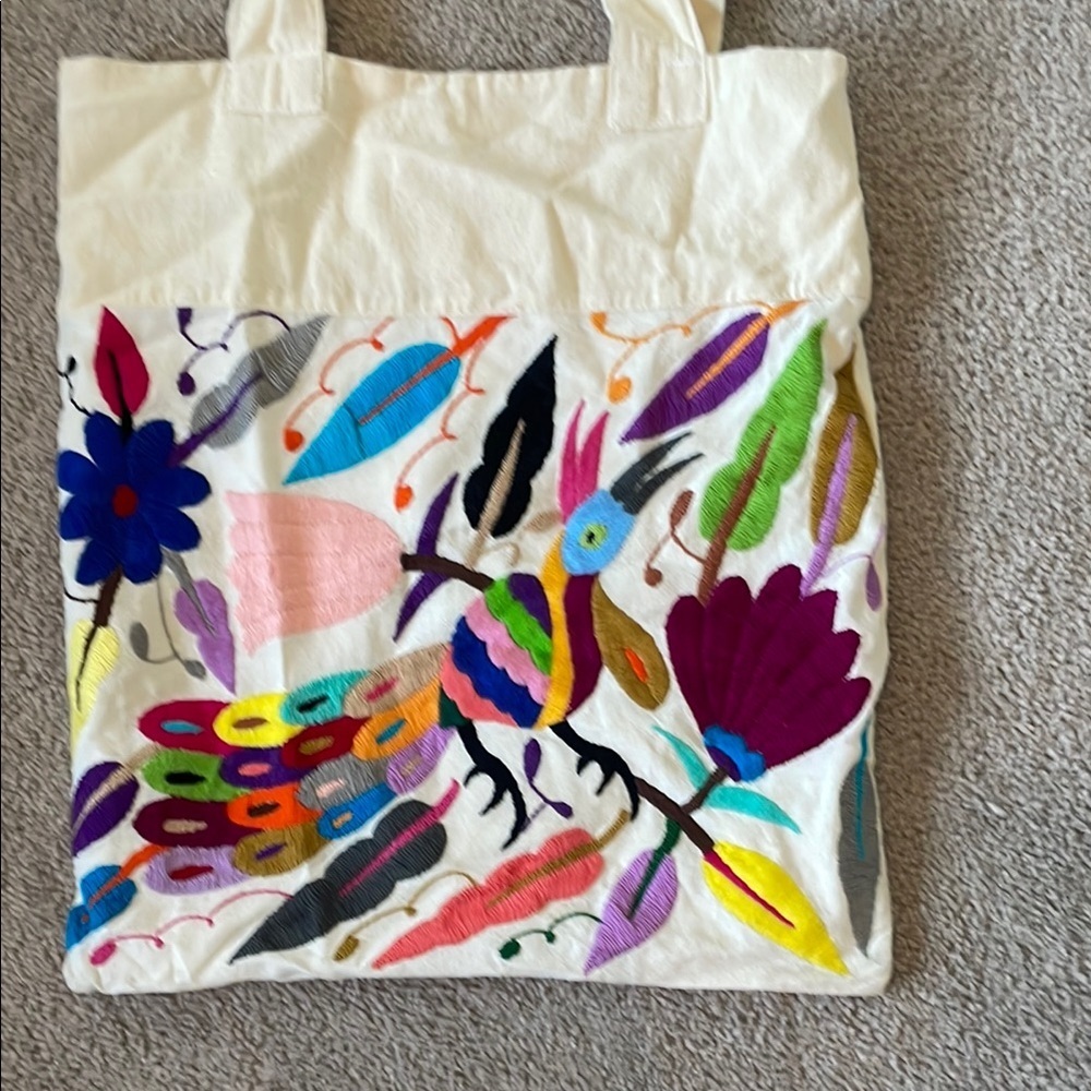 Handmade Mexican Colorful Embroidered Tote Bag